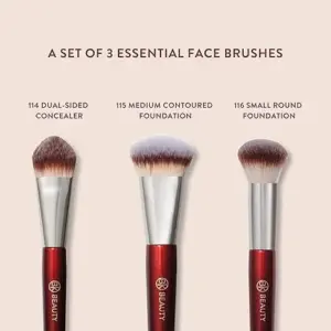 BK Beauty Core Complexion Trio Makeup Brushes Set (3PC) – Foundation, Concealer, and Blending Brushes for Liquid, Cream & Powder – Vegan, Cruelty-Free, Ultra-Soft Face Makeup Brushes